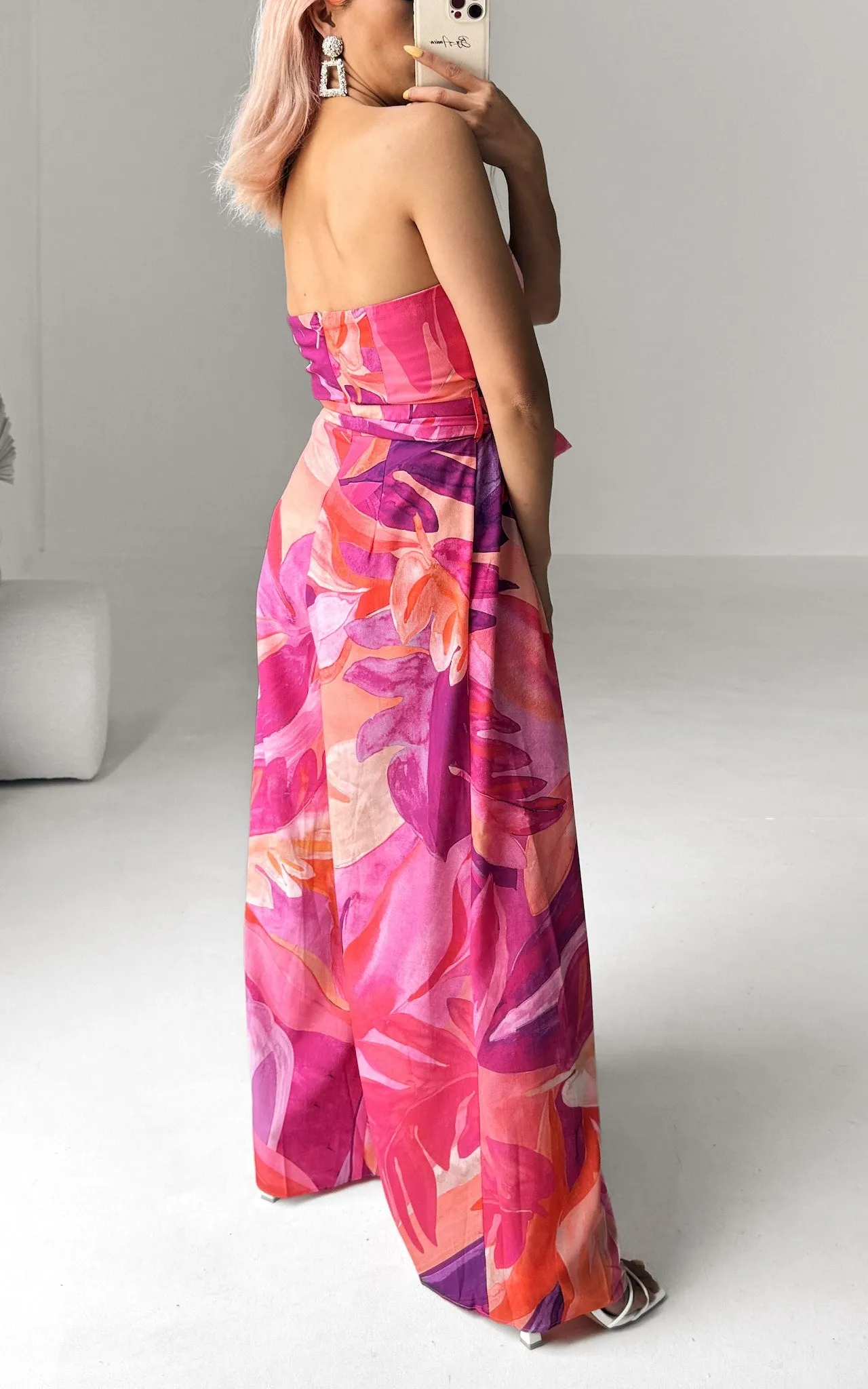 Lagoon Jumpsuit - Pink Abstract Print