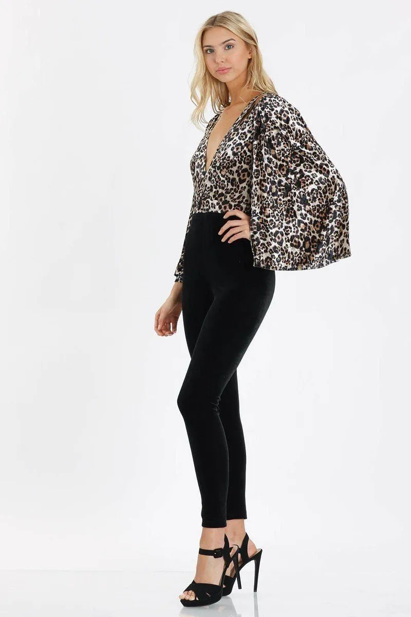 Leopard Print  V-neck Jumpsuits