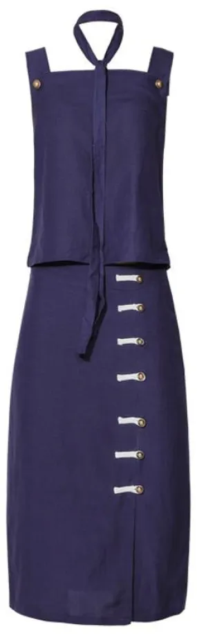 Linen Cotton Tank & Hook-Button Skirt Set