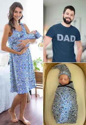 Natalia Labor Gown & Swaddle Set & Dad T Shirt