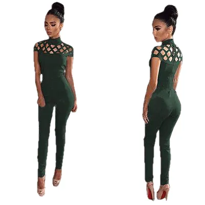 New Arrivals Fashion Women Casual Short Sleeve Jumpsuits Bodysuit Romper Jumpsuit Long Pants