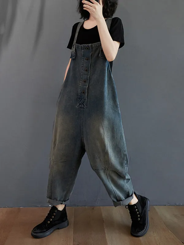 Original Solid Elasticity Denim Jumpsuits