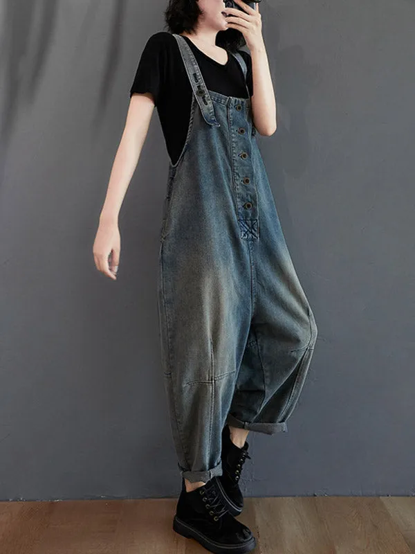 Original Solid Elasticity Denim Jumpsuits