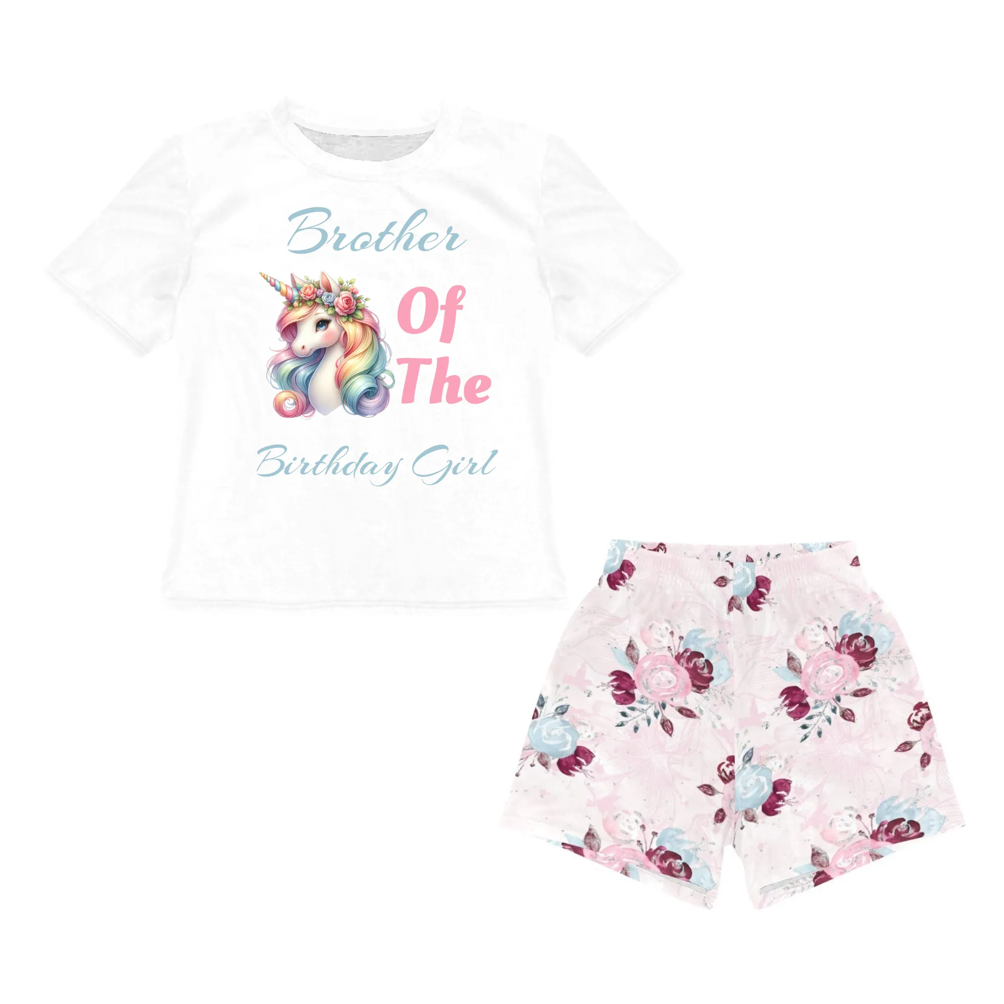 Personalised Matching Unicorn Birthday Shirt and Short Sets