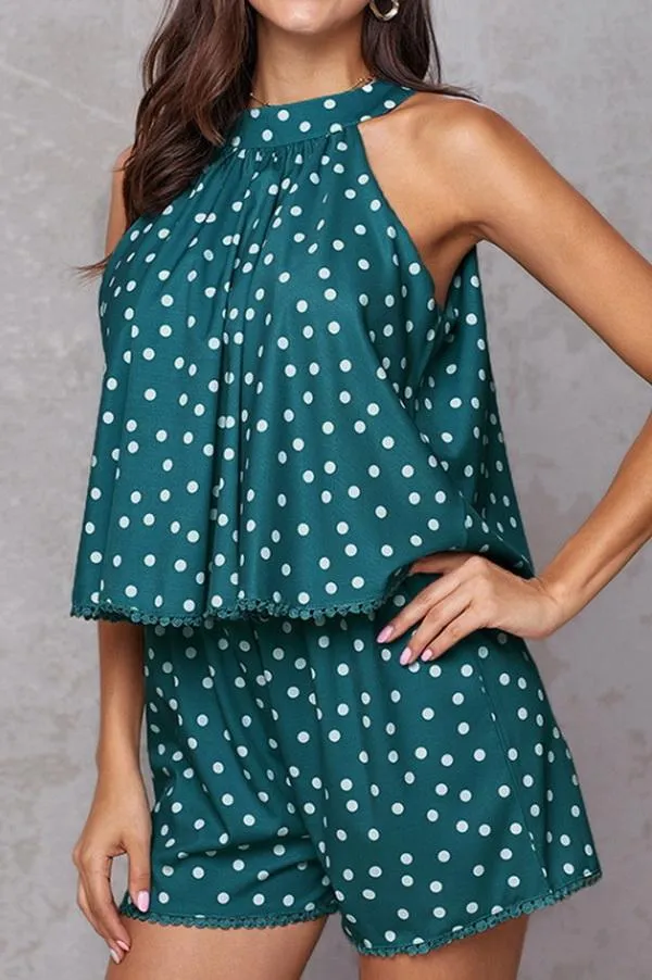 Polka-dot Loose Floral Casual Jumpsuits