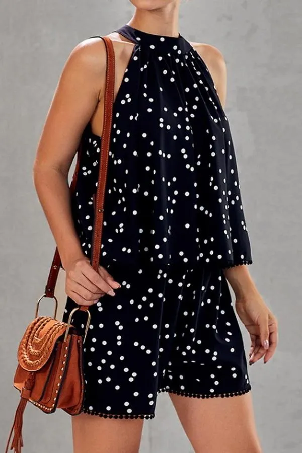 Polka-dot Loose Floral Casual Jumpsuits