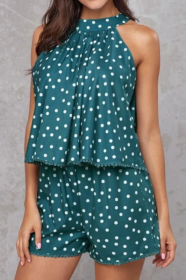 Polka-dot Loose Floral Casual Jumpsuits