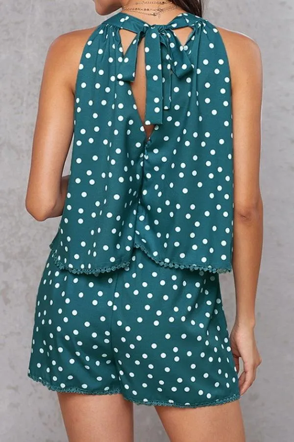 Polka-dot Loose Floral Casual Jumpsuits