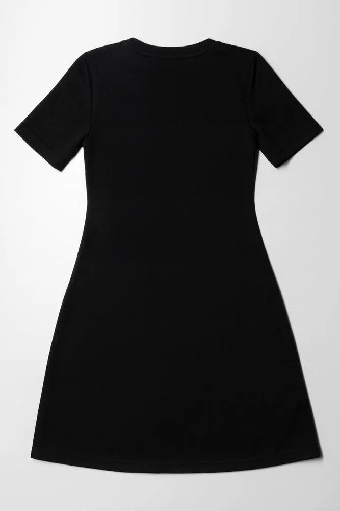 Rib Fit & Flare Dress Black