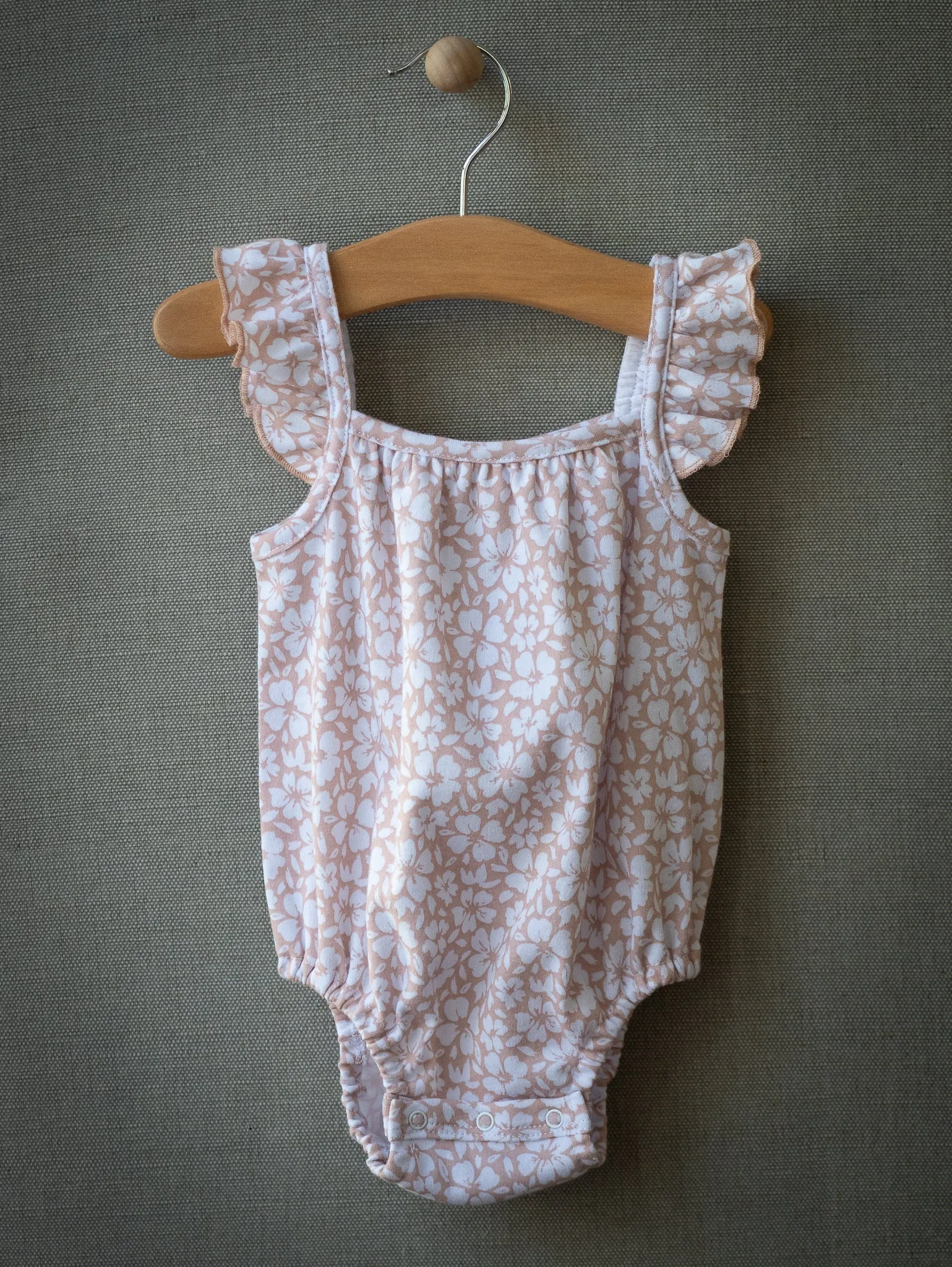 Ruffle Romper Set (Peach/Hawaiian Floral)