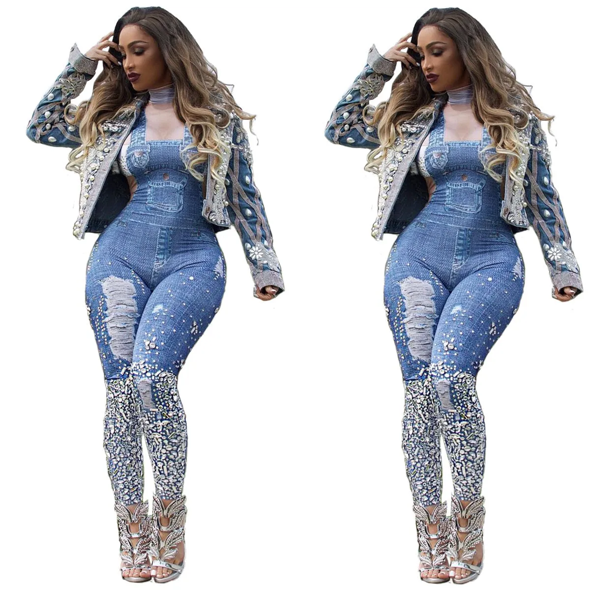 Sexy Plus Size Jeans Romper