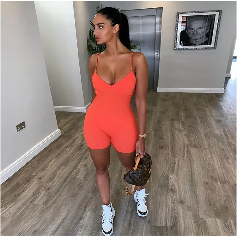 Sleeveless Cleavage Bodycon Rompers