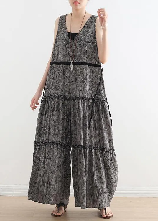 Summer Casual Multi-Layer V-neck Strap Pants With Jumpsuits