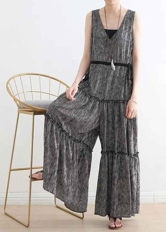 Summer Casual Multi-Layer V-neck Strap Pants With Jumpsuits