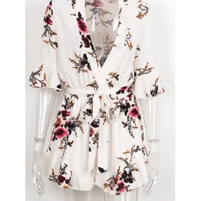 THE WRAP IT UP CHIFFON FLORAL ROMPER