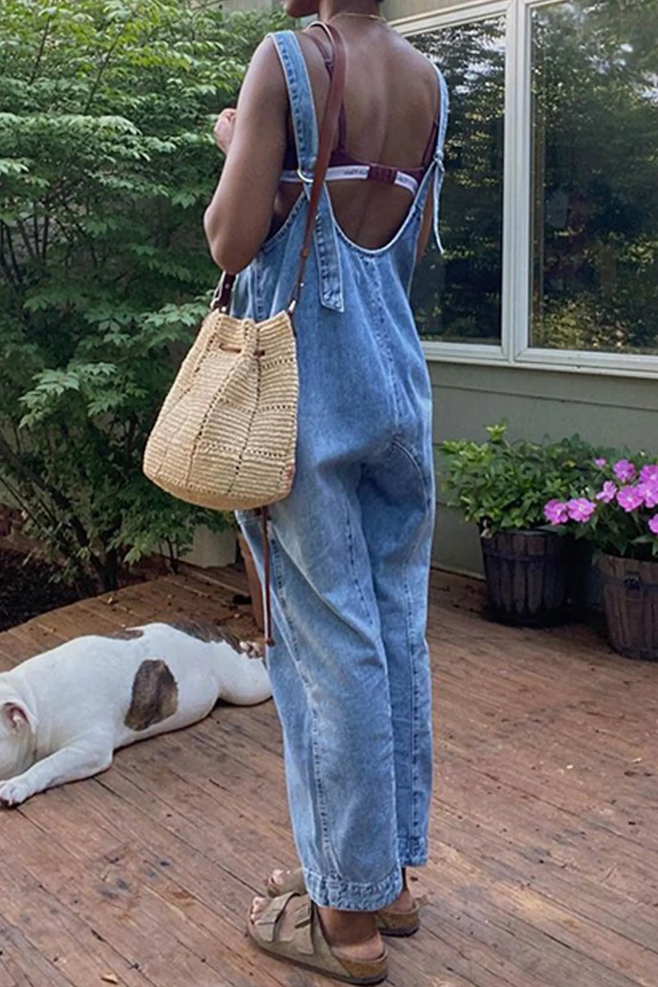 V Neck Pocketed Sleeveless Denim Jumpsuits