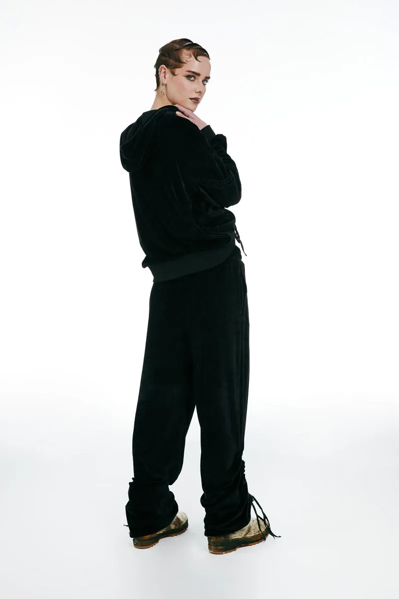 Velour Hoodie and Trouser Black