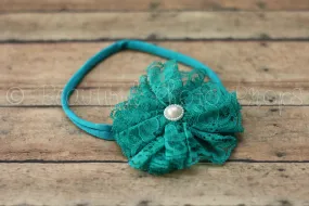 Vintage Lace Flower Headband Teal