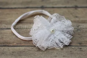 Vintage Lace Flower Headband White