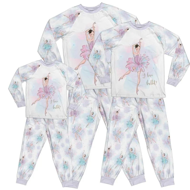 Whimsical Girl Ballet Purple I Love Ballet Kid Pajamas Set Matching