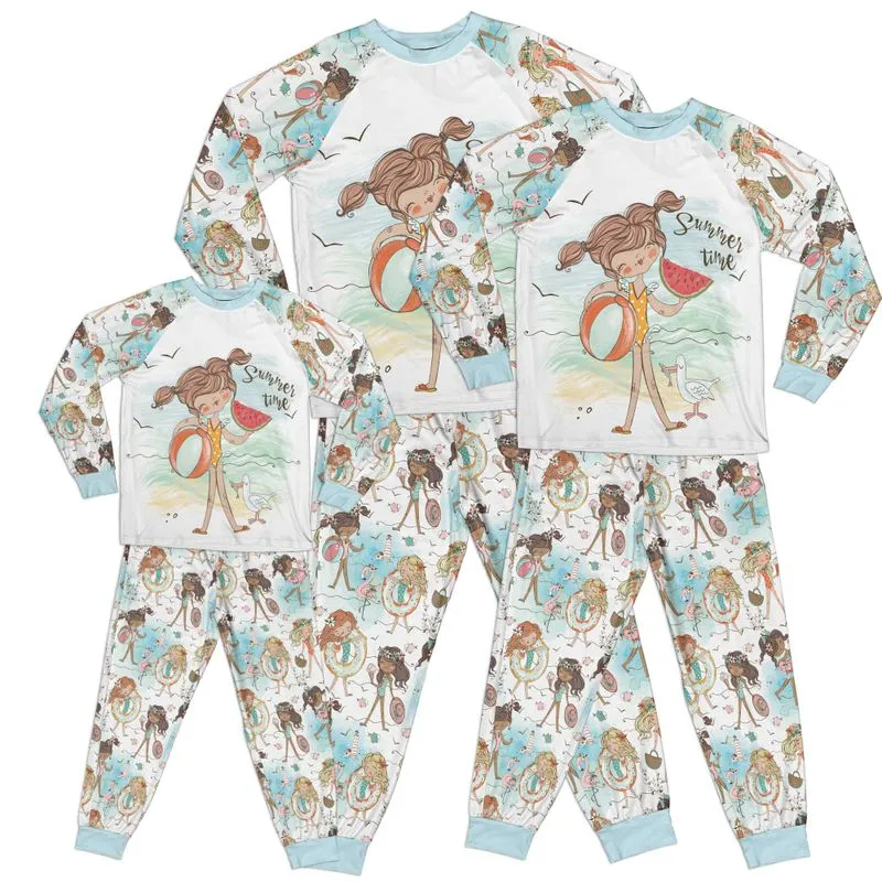 Whimsical Mystical Girl Summer Time Kid Pajamas Set Matching