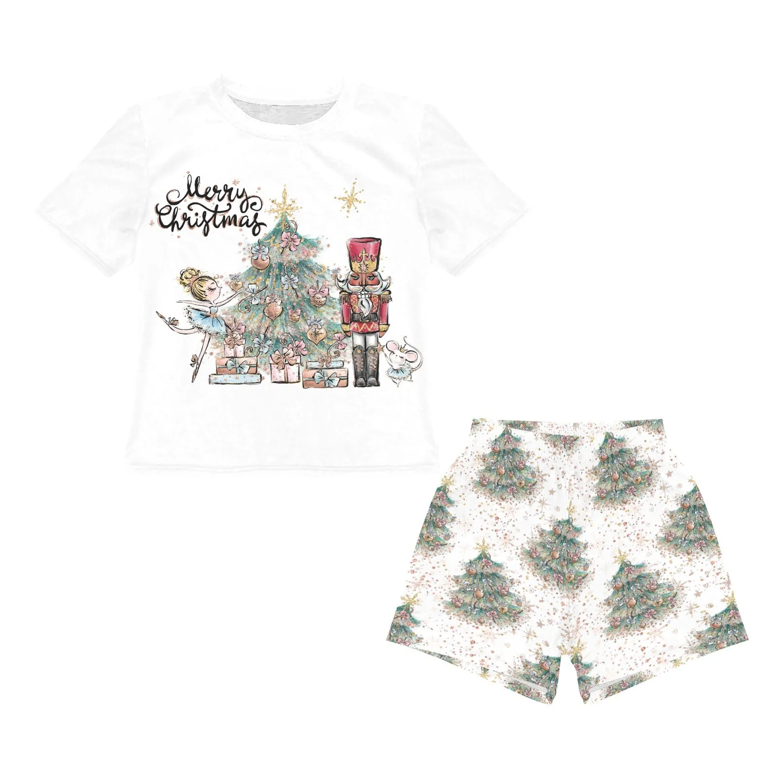 White Christmas Nutcracker Matching Shirt and Short Sets